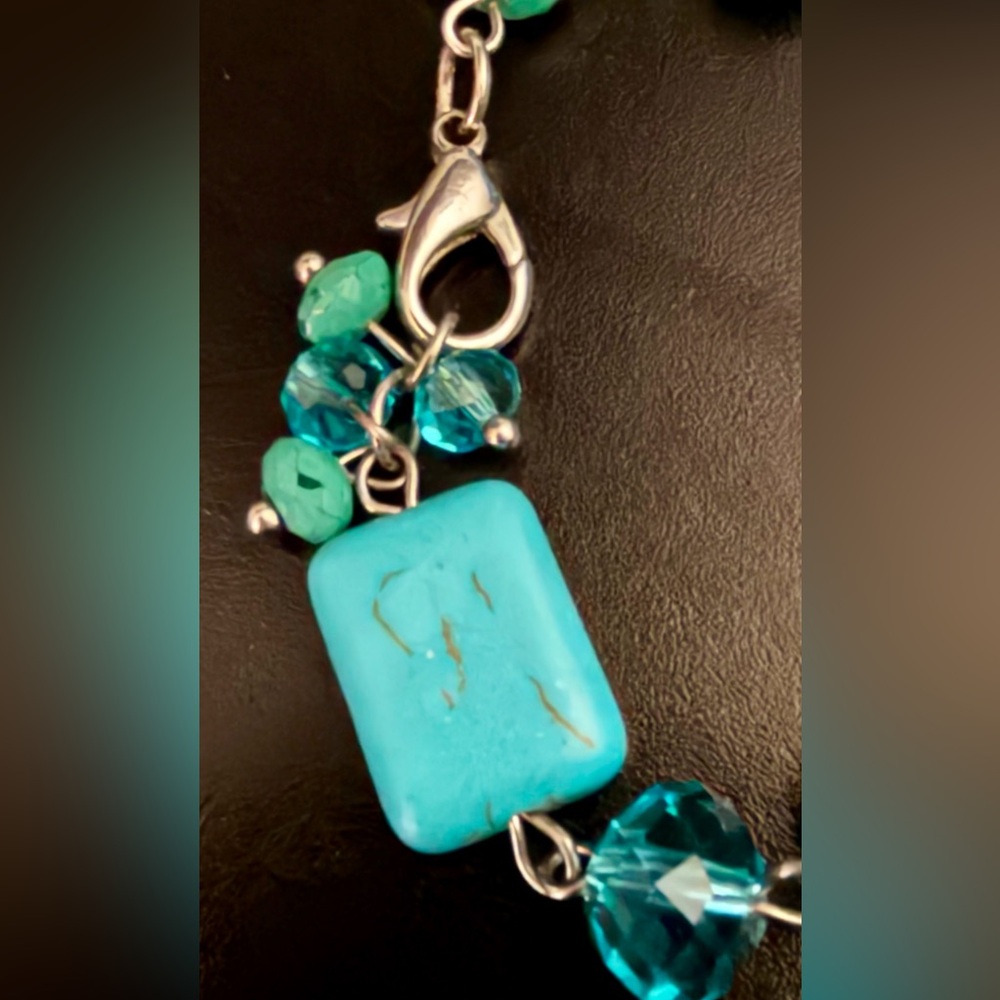 Two Piece Turquoise Beaded Necklace & Earring Set - Women's Jewelry - Picture 4 of 8